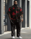 Big & Tall Graphic Splash Ink Shirt Shorts Set for big men view 1