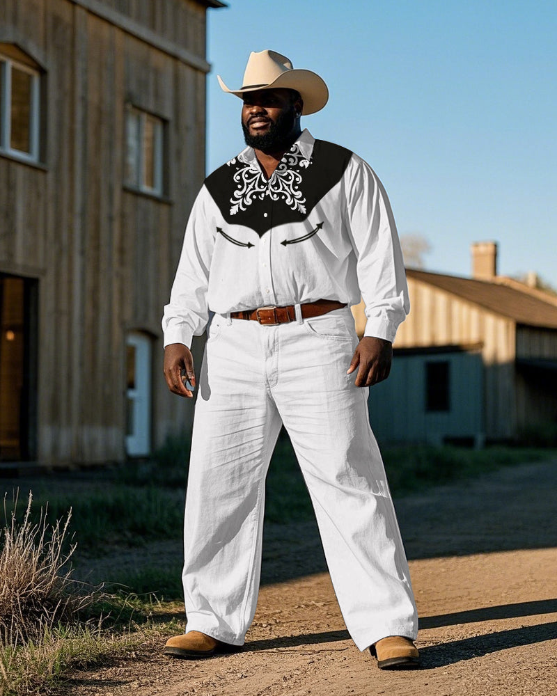 Big & Tall Western Vintage T-Shirt Pants Set for big men view 1