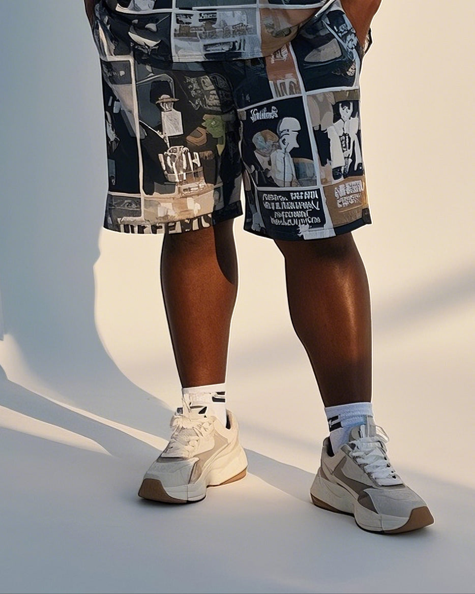 Big & Tall Graphic Streetwear T-Shirt Shorts Set for big men view 3