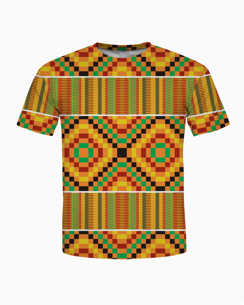 Big & Tall Yellow Geometric Graphic T-Shirt for big men view 3