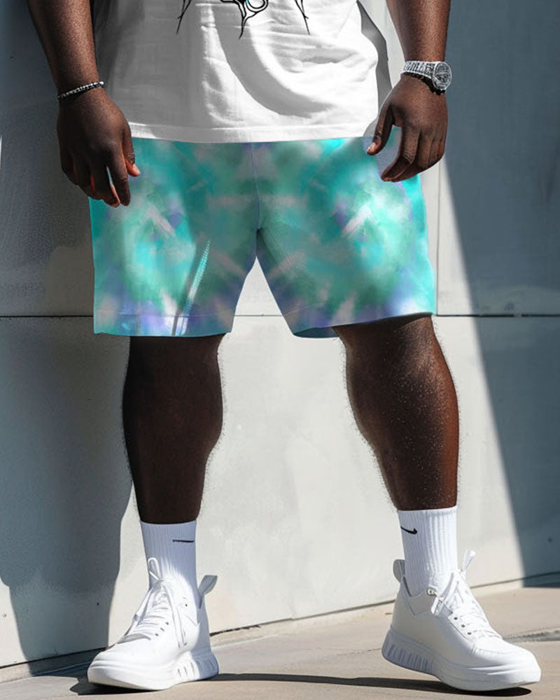 Big & Tall Graphic Streetwear T-Shirt Shorts Set for big men view 3