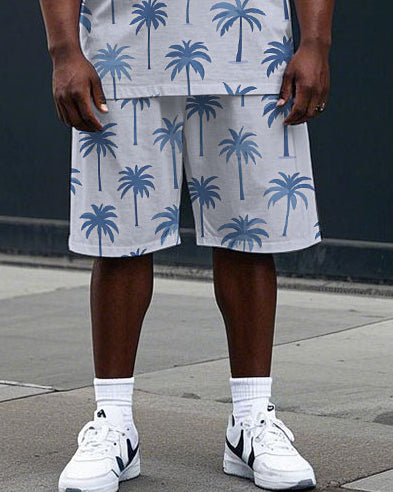 Big & Tall Hawaiian T-Shirt Shorts Set for big men view 3