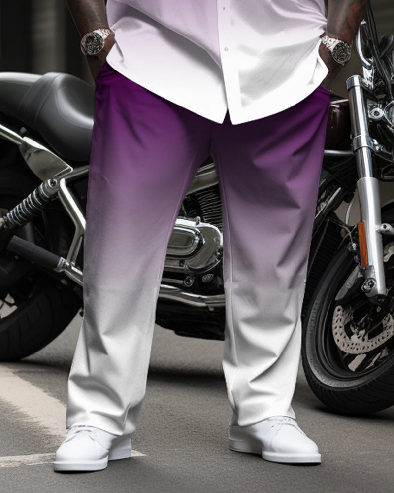 Big & Tall Purple Gradient Shirt Pants Set for big men view 3