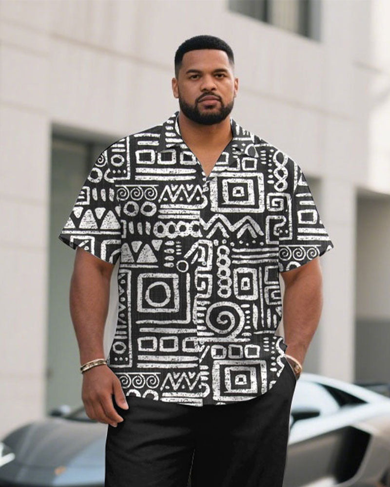 Big & Tall Black Business Casual T-Shirt Pants Set for big men view 2