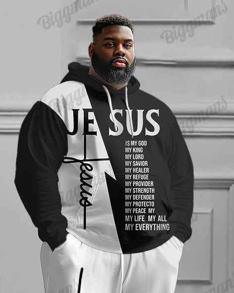 Big & Tall Graphic Hoodie Sweatpants Set for big men view 2