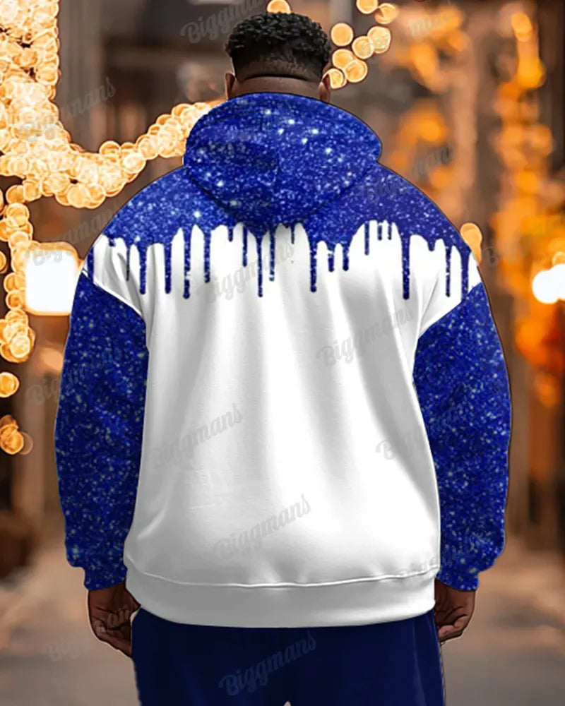 Big & Tall Blue Graphic Hoodie for big men view 2