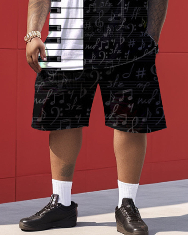 Big & Tall Black White Graphic Two-piece Set for big men view 3