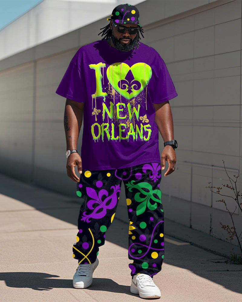 Big & Tall Graphic Graffiti T-Shirt Pants Set for big men view 1