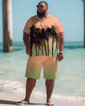 Big & Tall Hawaiian Gradient T-Shirt Shorts Set for big men view 1