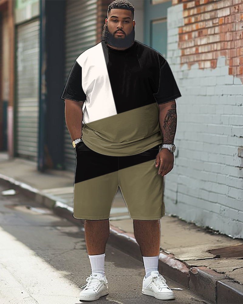 Big & Tall Colorblock T-Shirt Shorts Set for big men view 1