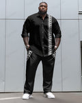 Big & Tall Geometric Patchwork Two-piece Set for big men view 1