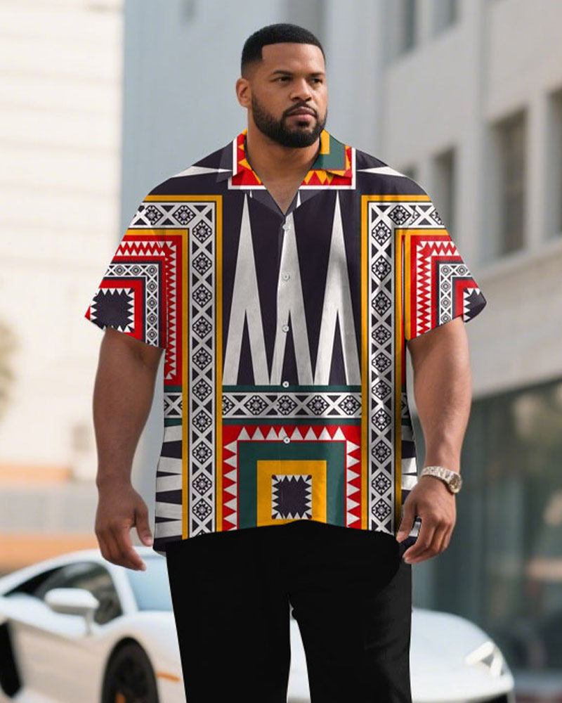 Big & Tall Business Casual T-Shirt Pants Set for big men view 2