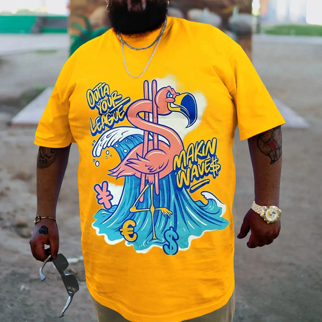 Big & Tall Yellow Graphic Streetwear T-Shirt for big men view 3