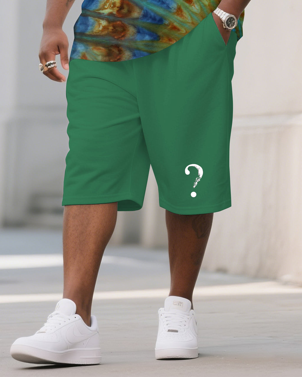 Big & Tall Colorblock Gradient T-Shirt Shorts Set for big men view 3