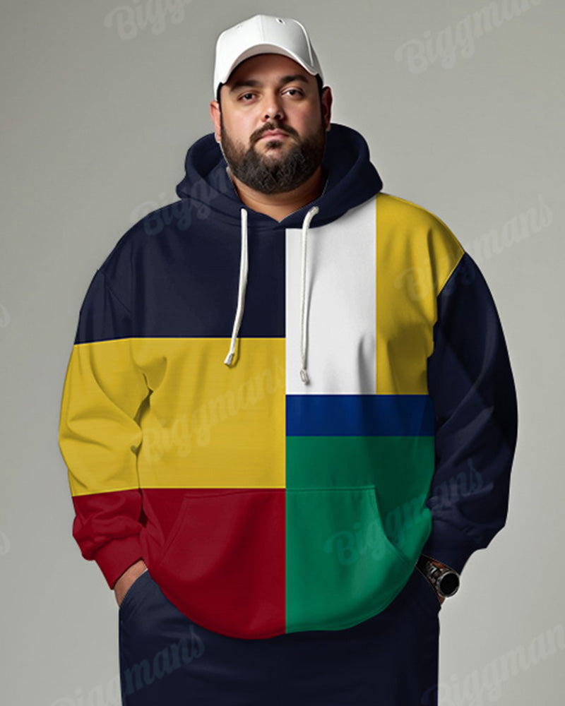 Big & Tall Colorblock Graphic Hoodie Sweatpants Set for big men view 2