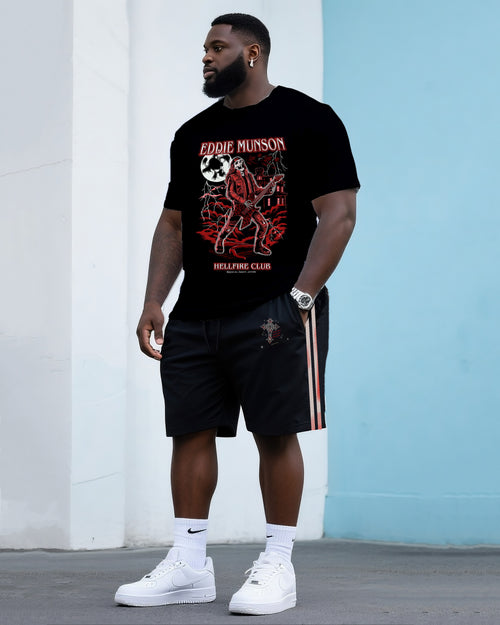 Big & Tall Streetwear T-Shirt Shorts Set for big men view 1