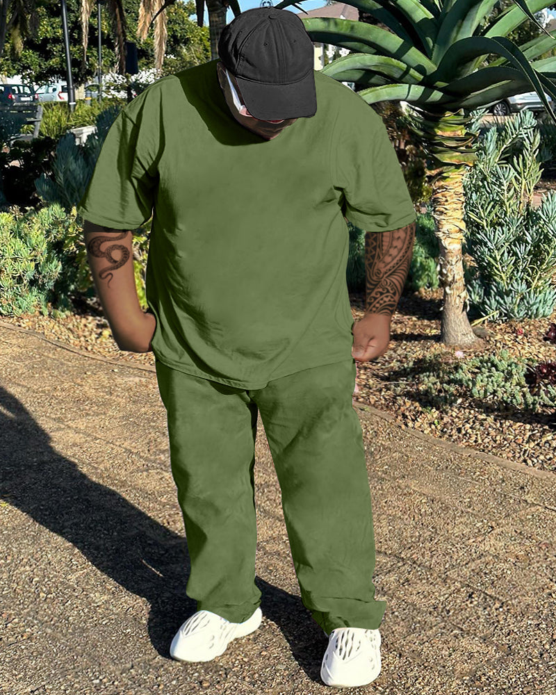 Big & Tall Solid Color Two-piece Set for big men view 11