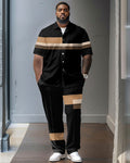 Big & Tall Striped Shirt Pants Set for big men view 1