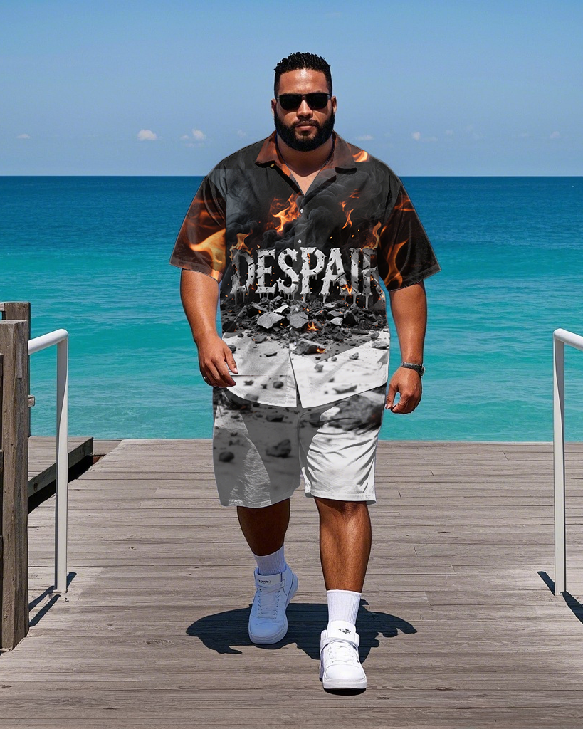 Big & Tall Graphic Streetwear T-Shirt Shorts Set for big men view 2
