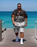 Big & Tall Graphic Streetwear T-Shirt Shorts Set for big men view 2