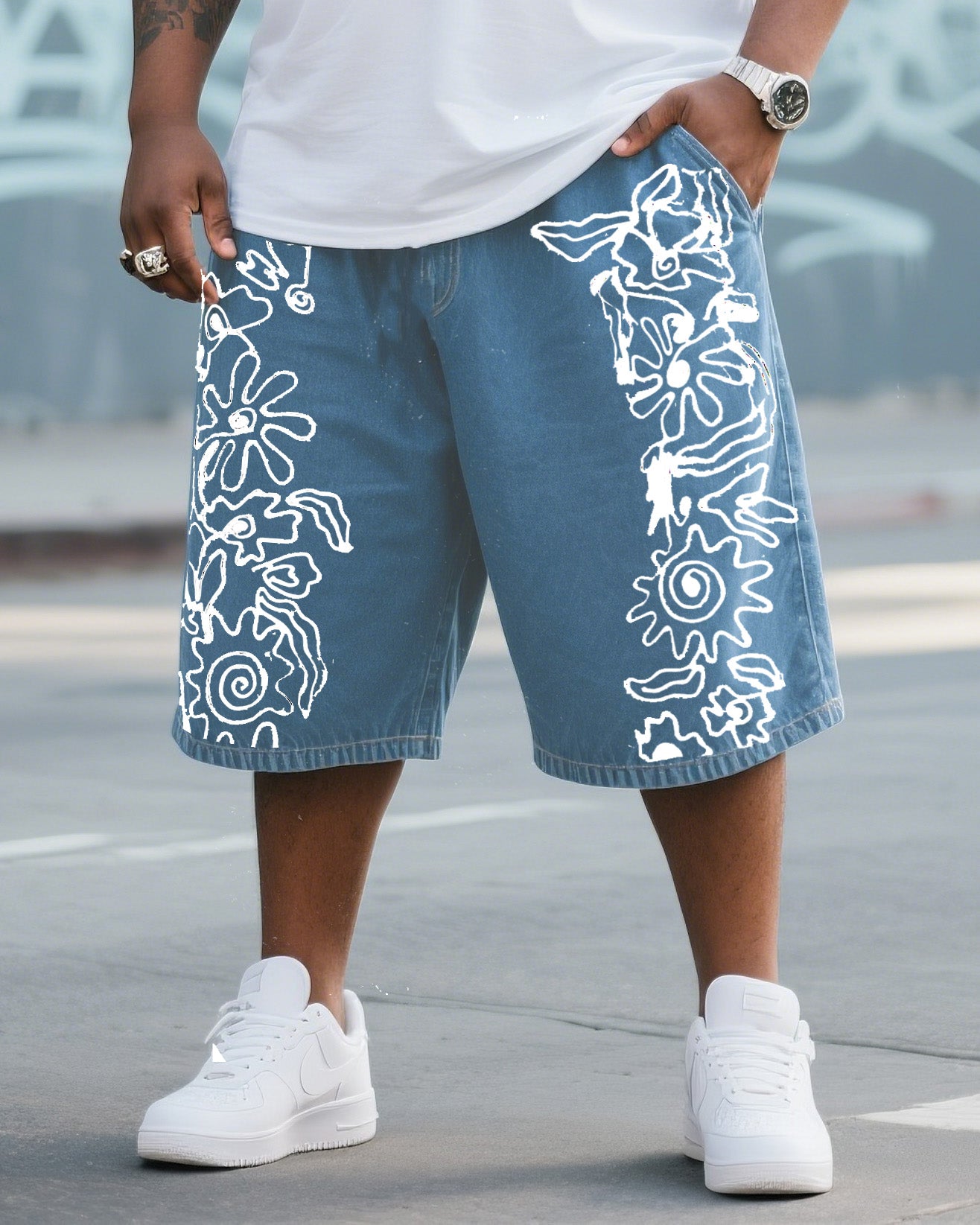 Big & Tall Denim Geometric Jeans for big men