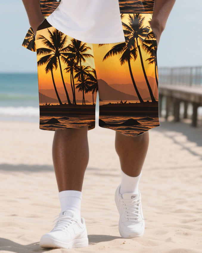 Big & Tall Hawaiian T-Shirt Shorts Set for big men view 3