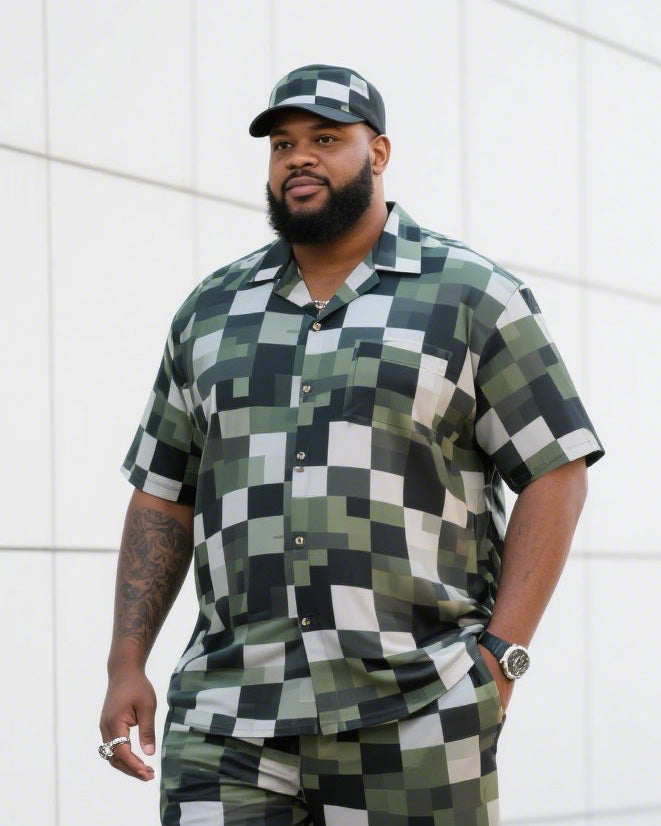 Big & Tall Camouflage T-Shirt Shorts Set for big men view 2
