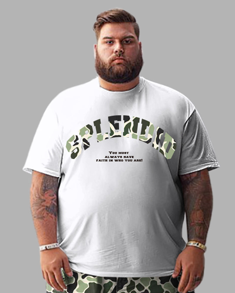 Big & Tall Graphic Camouflage T-Shirt Shorts Set for big men view 2