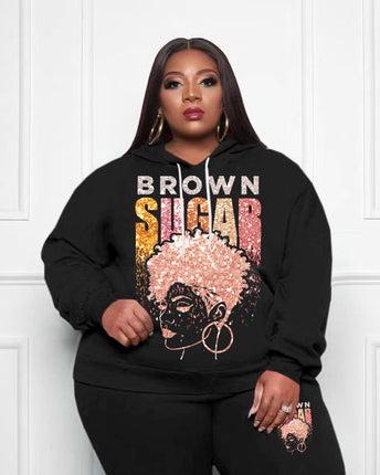 Big & Tall Brown Hoodie Sweatpants Set for big men view 2