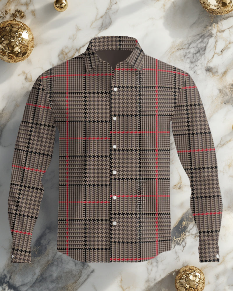 Big & Tall Plaid Vintage Long Sleeve Shirt for big men view 2