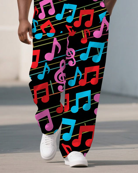 Big & Tall Graffiti Streetwear T-Shirt Pants Set for big men view 3