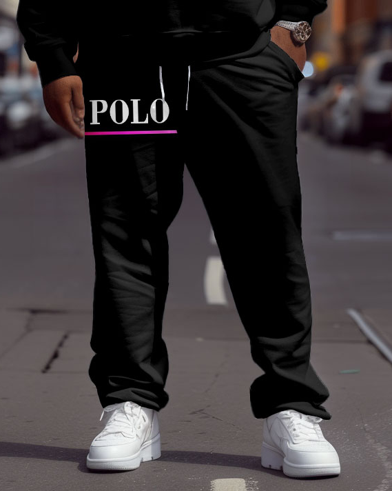 Big & Tall Black Graphic Two-piece Set for big men view 3