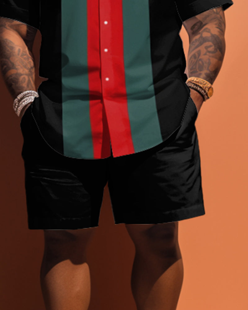 Big & Tall Colorblock Geometric Striped Jeans for big men view 3
