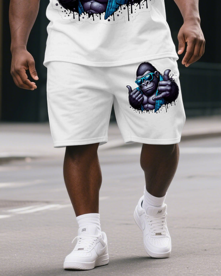 Big & Tall Graphic Streetwear T-Shirt Shorts Set for big men view 3