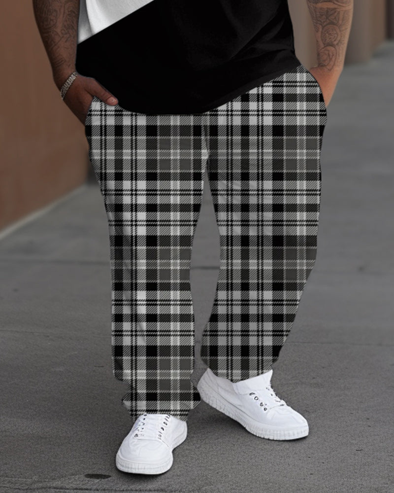 Big & Tall Plaid Graphic T-Shirt Pants Set for big men view 3