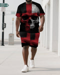 Big & Tall Graphic Skull T-Shirt Shorts Set for big men view 1