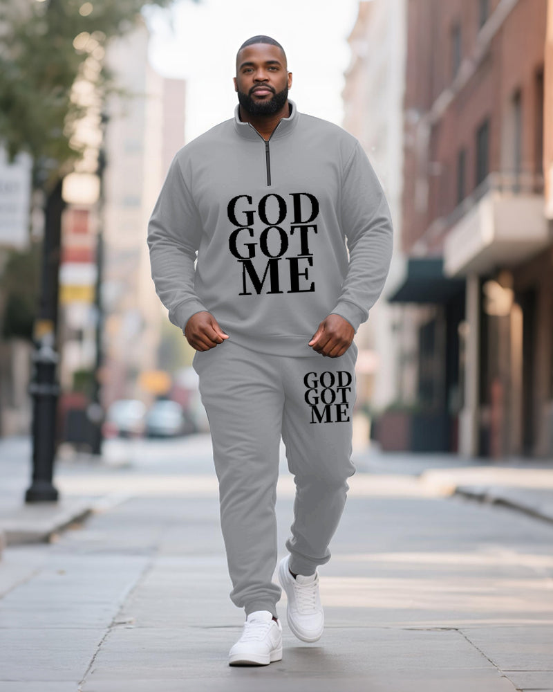 Big & Tall Geometric Graphic Two-piece Set for big men view 2