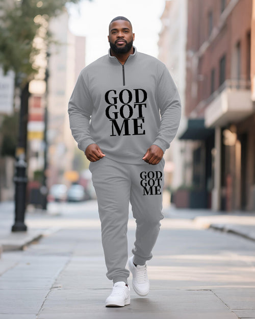 Big & Tall Geometric Graphic Two-piece Set for big men view 2