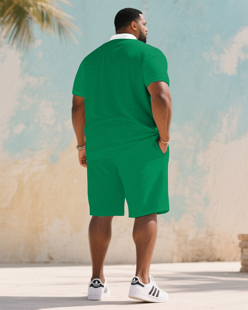 Big & Tall White Green Colorblock Jeans for big men view 4