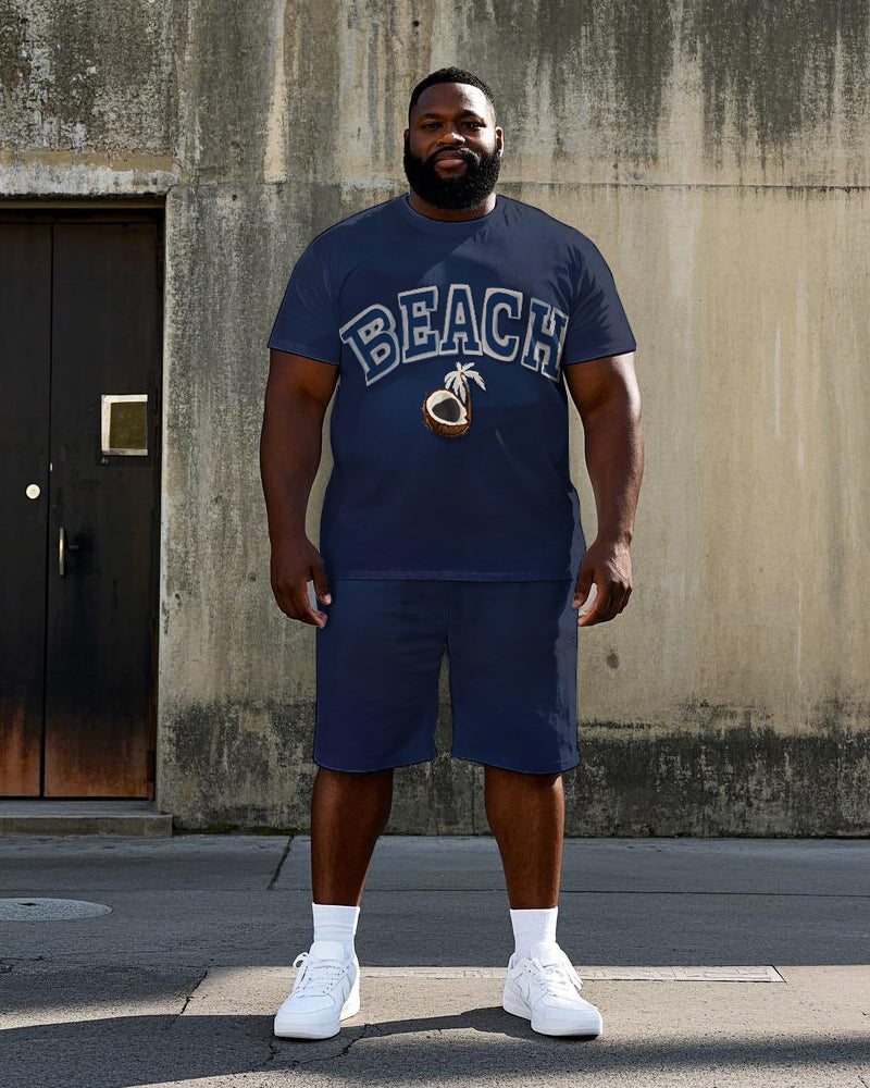 Big & Tall Hawaiian Graphic T-Shirt Shorts Set for big men view 1