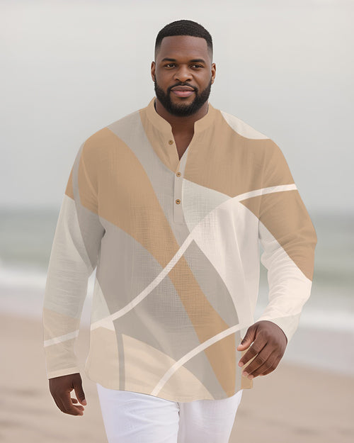Big & Tall Colorblock Geometric Long Sleeve Shirt for big men view 2