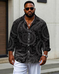 Big & Tall Black Business Casual Long Sleeve Shirt for big men view 1