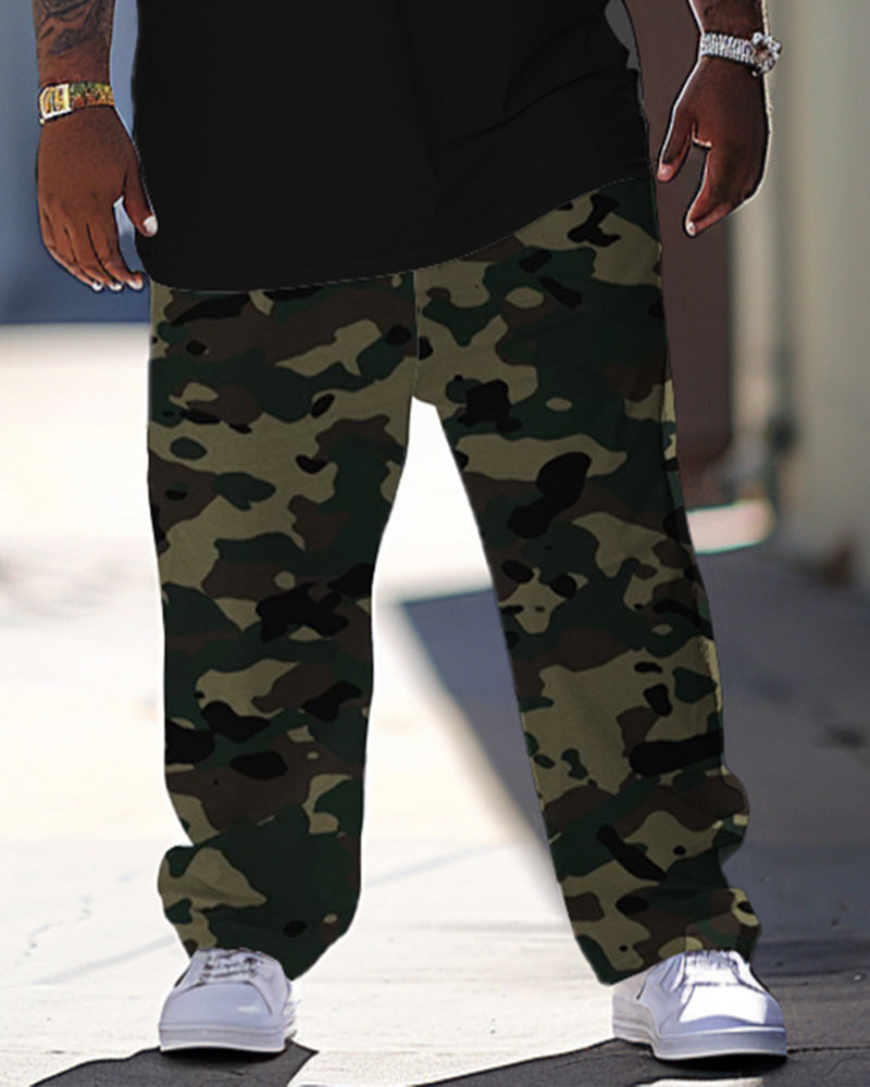Big & Tall Graphic Camouflage T-Shirt Pants Set for big men view 3
