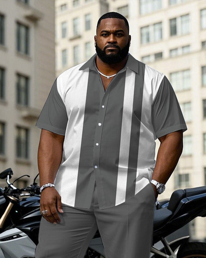 Big & Tall Black White T-Shirt Pants Set for big men view 2