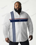Big & Tall Blue Striped Graphic Long Sleeve Shirt for big men view 1