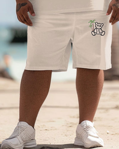 Big & Tall Hawaiian Graphic T-Shirt Shorts Set for big men view 4