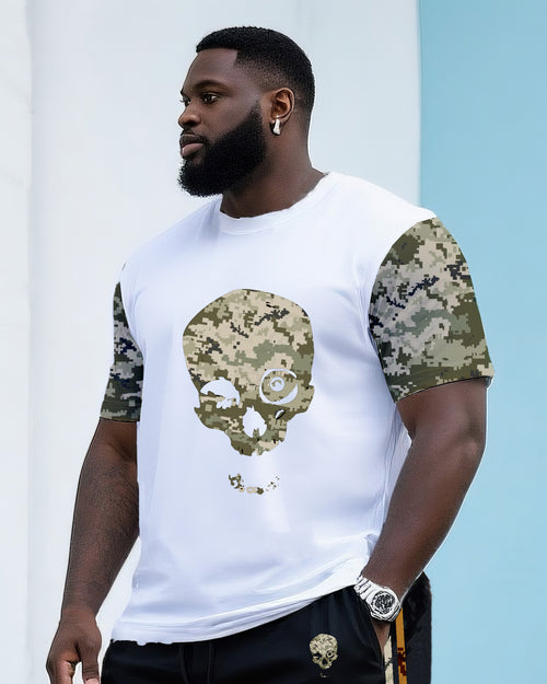 Big & Tall Camouflage Streetwear T-Shirt Shorts Set for big men view 2