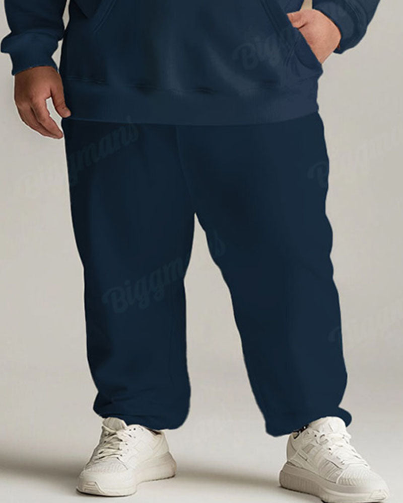 Big & Tall Striped Graphic Hoodie Sweatpants Set for big men view 3