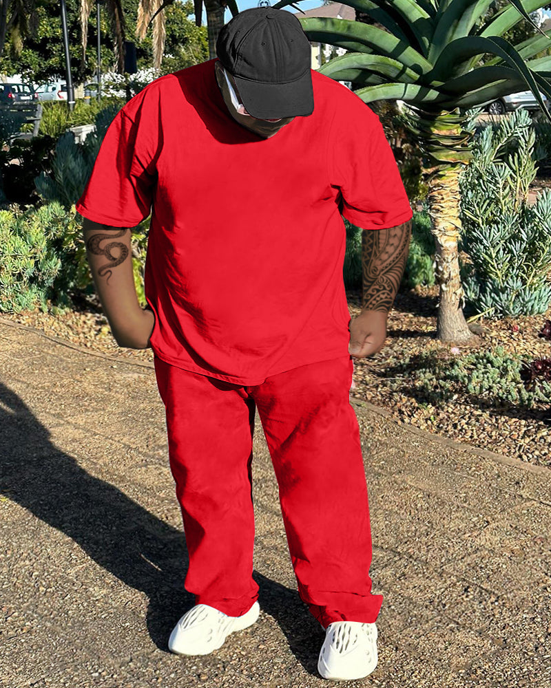 Big & Tall Solid Color Two-piece Set for big men view 2