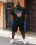 Big & Tall Graphic Streetwear T-Shirt Shorts Set for big men view 2